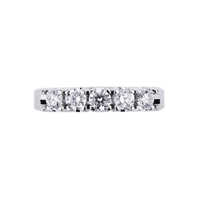 Demi alliance en or blanc 18k avec 5 diamants 0.60 ct