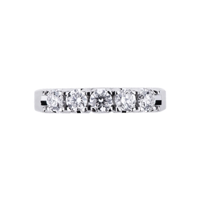 Demi alliance en or blanc 18k avec 5 diamants 0.60 ct