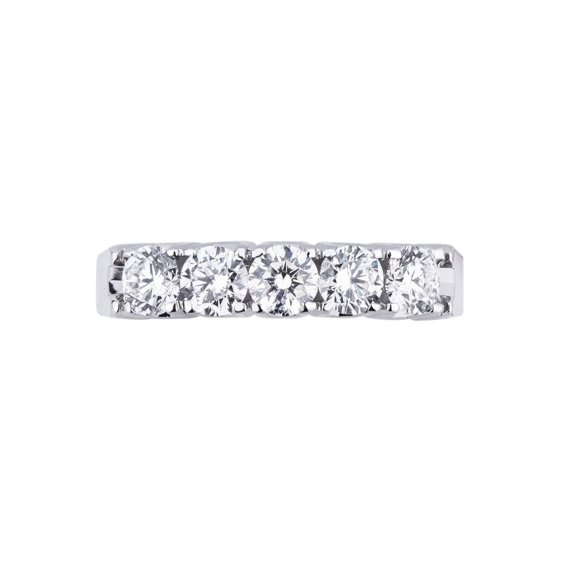 Demi alliance à 5 diamants 1.00 ct en or blanc 750