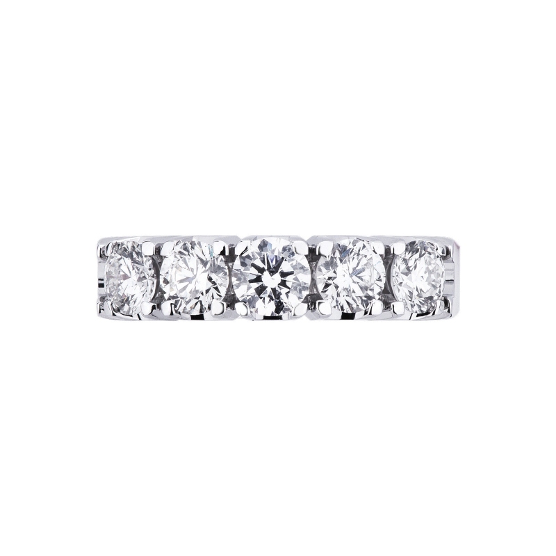 Bague demi alliance 5 diamants 1.25 ct en or 18 k