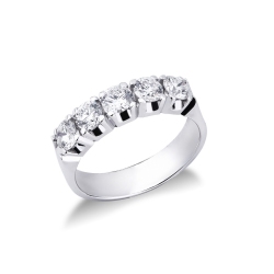 Bague demi alliance 5 diamants 1.25 ct en or 18 k