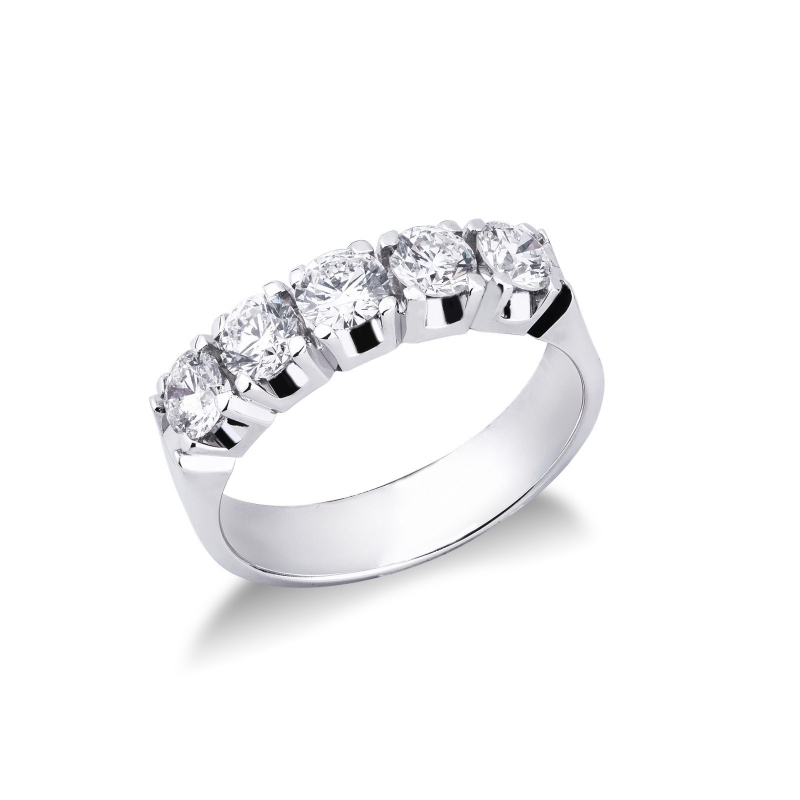 Bague demi alliance 5 diamants 1.25 ct en or 18 k