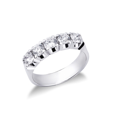 Bague demi alliance 5 diamants 1.25 ct en or 18 k