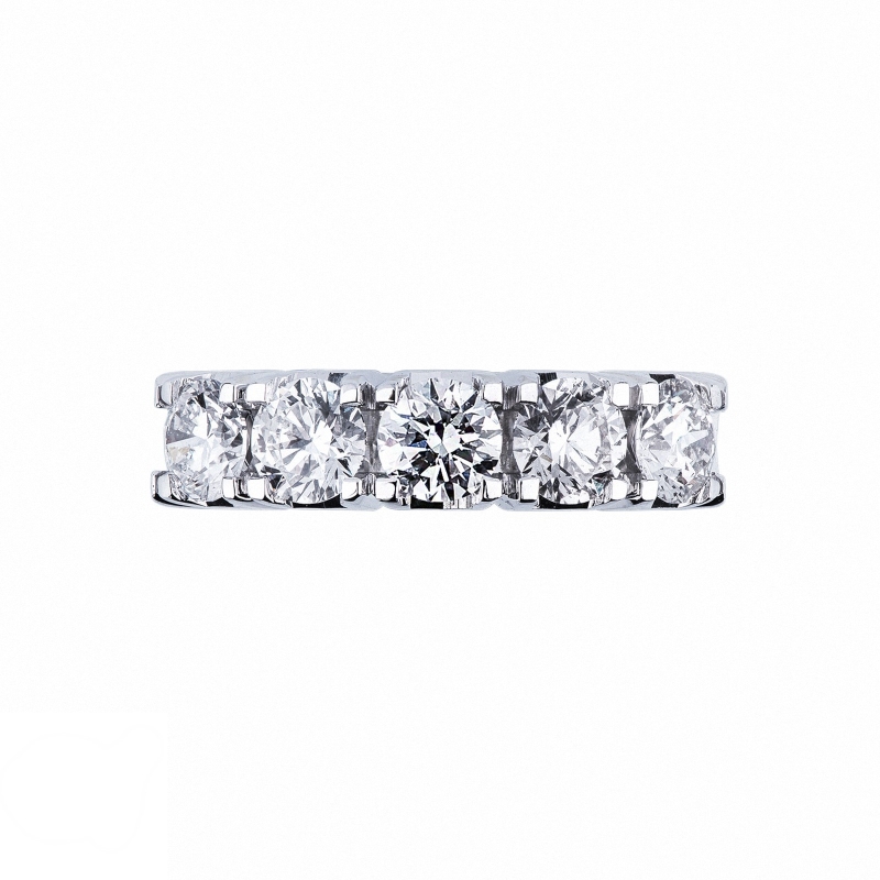 Bague en or blanc 18k avec 5 diamants 1.90 ct
