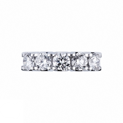 Bague en or blanc 18k avec 5 diamants 1.90 ct