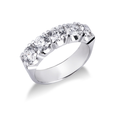 Bague 5 pierres en or blanc 18k avec diamants 2 ct