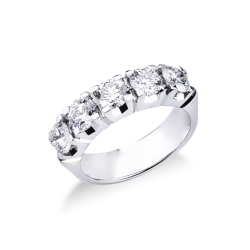 Bague 5 pierres en Or Blanc 18k ct 2,20