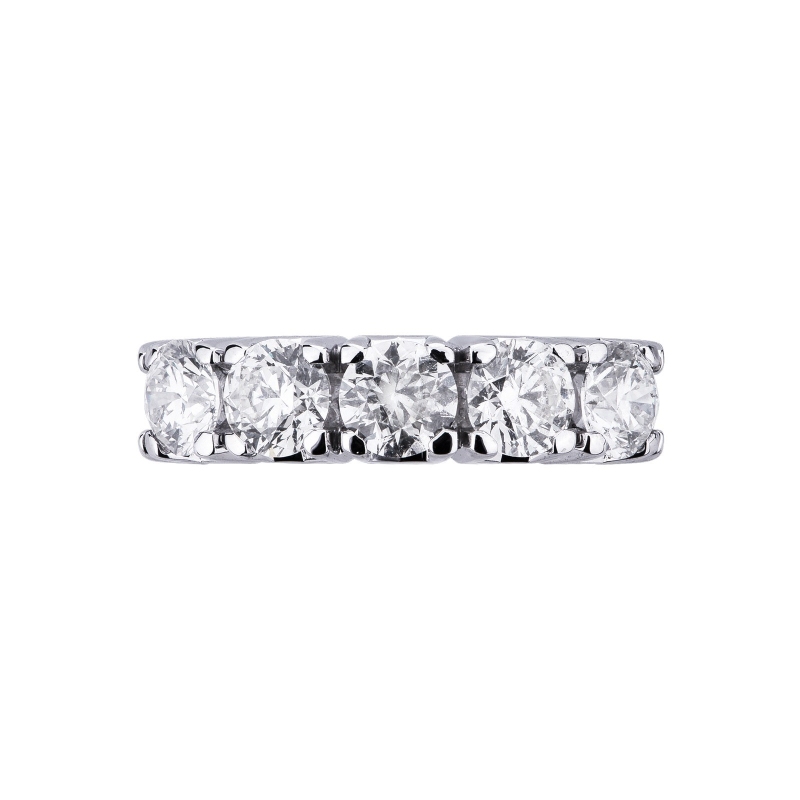 Bague Alliance 5 pierres en or blanc 18k avec diamants 2,50 ct