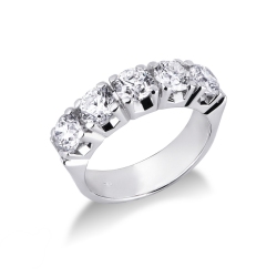 Bague Alliance 5 pierres en or blanc 18k avec diamants 2,50 ct