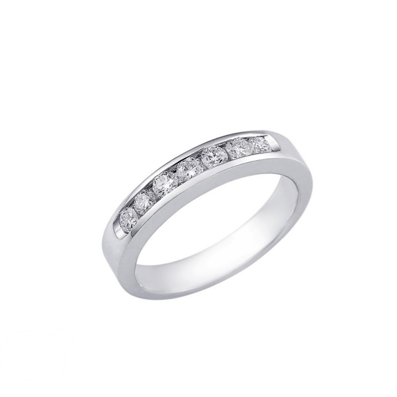 Bague à sept pierres en or blanc 18k avec diamants, carat 0,50