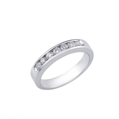 Bague à sept pierres en or blanc 18k avec diamants, carat 0,50