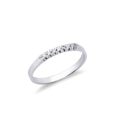 Bague demi-tour en or blanc 18k avec 7 diamants
