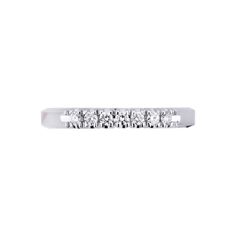 Alliance demi-tour 7 diamants 0.10 ct en or blanc 18k
