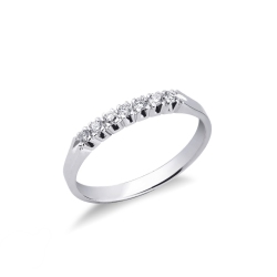 Demi alliance 7 diamants 0.15 ct en or blanc 18k 