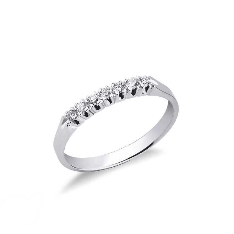 Demi alliance 7 diamants 0.15 ct en or blanc 18k 