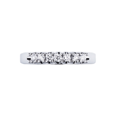 Demi alliance 7 diamants 0.20 ct en or blanc 18k