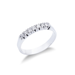 Demi alliance 7 diamants 0.20 ct en or blanc 18k