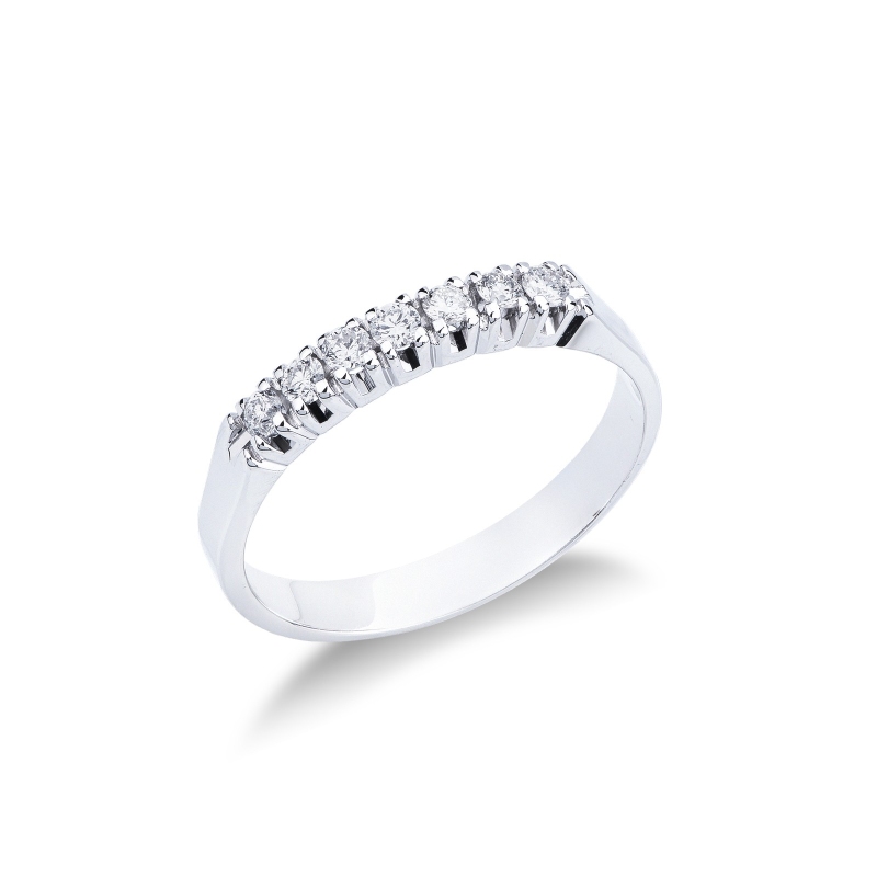 Demi alliance 7 diamants 0.20 ct en or blanc 18k
