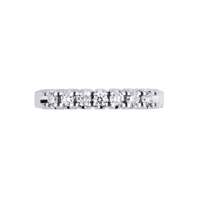 Bague demi-tour 7 diamants 0.25 ct en or blanc 18k