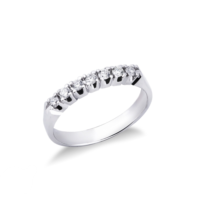 Bague demi-tour 7 diamants 0.25 ct en or blanc 18k
