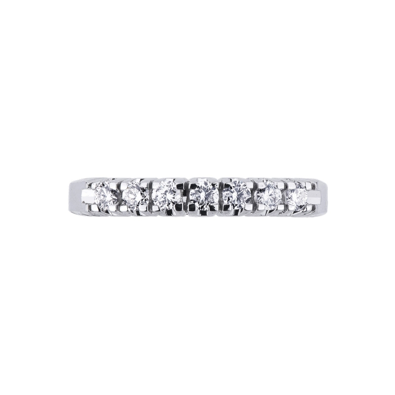 Demi-alliance or Blanc à 7 diamants 0.30 ct