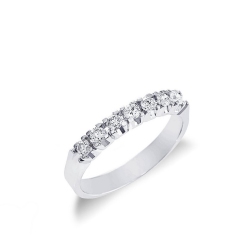 Demi alliance 7 diamants et or blanc 18k