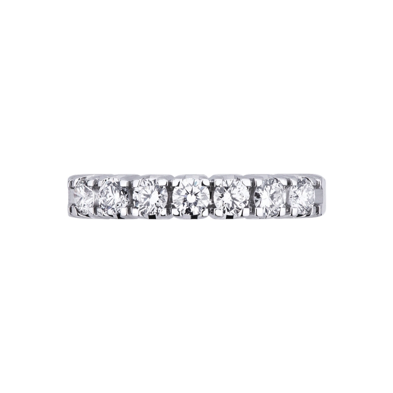 Demi alliance 7 diamants 0.60 ct en or blanc 18k