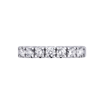 Demi alliance 7 diamants 0.60 ct en or blanc 18k