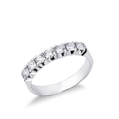 Demi alliance 7 diamants 0.60 ct en or blanc 18k