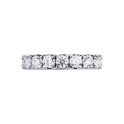 Demi-alliance or blanc 18k à 7 pierres 0.70 ct