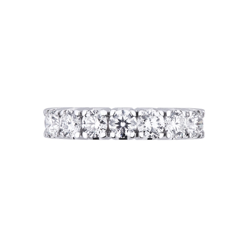Alliance demi tour en or blanc 18k avec 7 diamants 1.40 ct