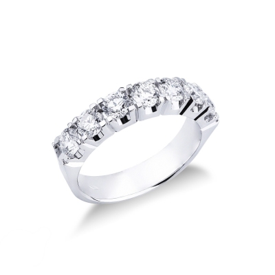 Bague demi alliance en Or Blanc 18k avec 7 Diamants ct 1.50