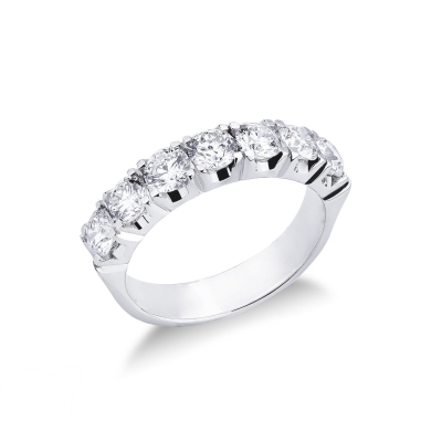 Bague demi-alliance 7 diamants en or blanc 18 carats ct. 1,70