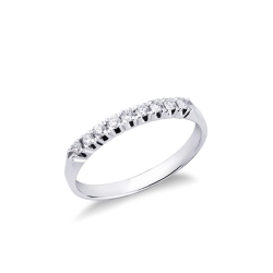 Demi-alliance 9 diamants ronds 0.20 ct en or blanc 18k 