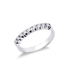 Demi-alliance 9 diamants ronds 0.25 ct en or blanc 18k 