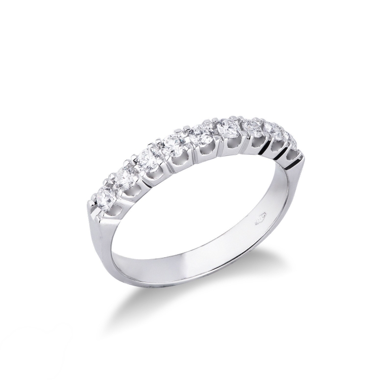 Bague rivière à 9 diamants 0.40 ct et or blanc 18k