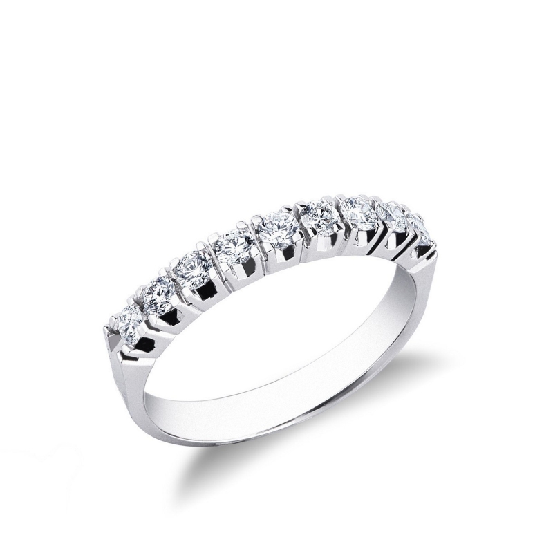 Demi alliance 9 diamants ronds 0.50 ct en or blanc 18k 