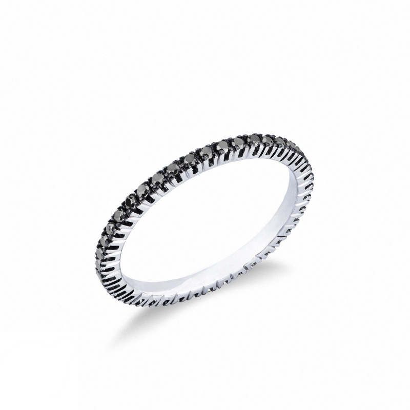 Bague eternity en or blanc 18 carats avec diamants noirs