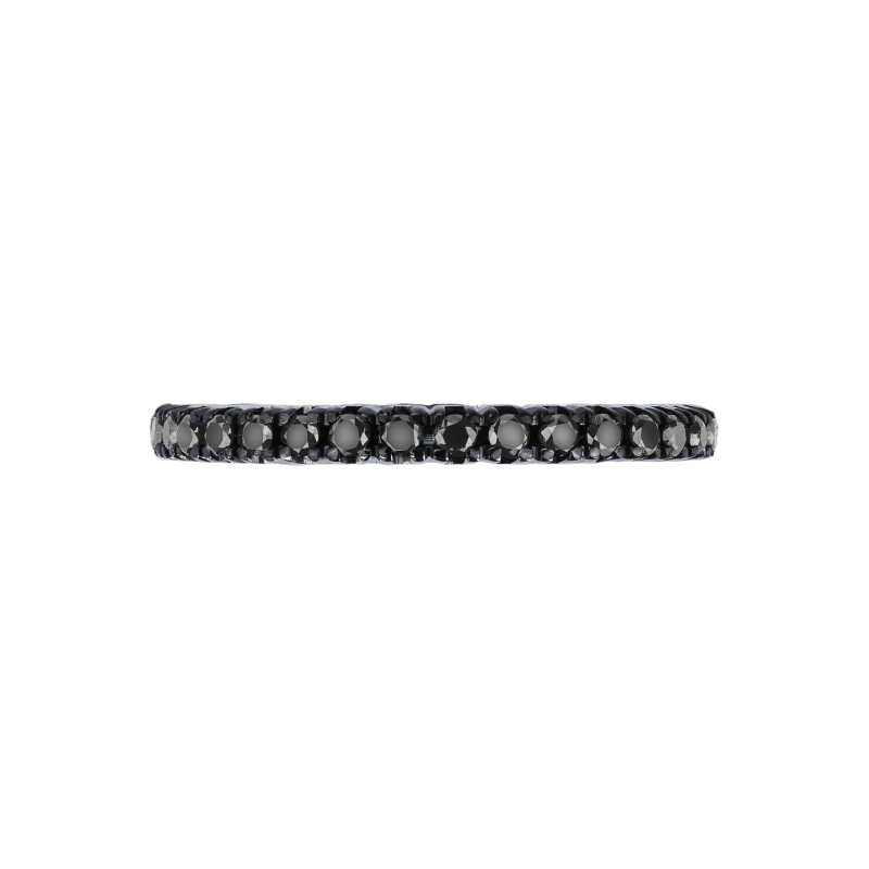 Bague Eternity à griffes en or blanc 750 avec diamants noirs