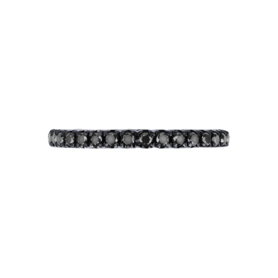 Bague Eternity à griffes en or blanc 750 avec diamants noirs