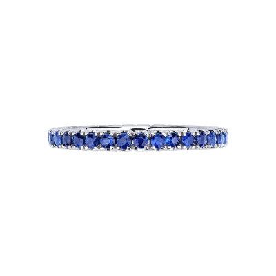 Bague Eternity or blanc 18k avec saphirs bleus 1,01 ct