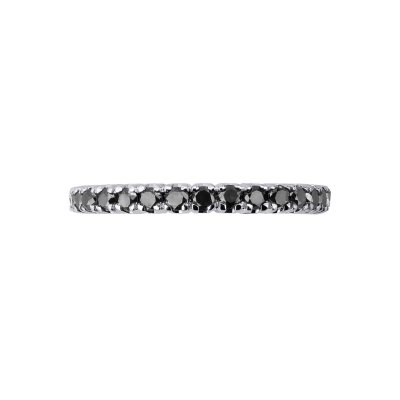 Bague Eternity à griffes en or blanc 18 carats avec diamants noirs