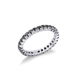 Bague Eternity à griffes en or blanc 18 carats avec diamants noirs