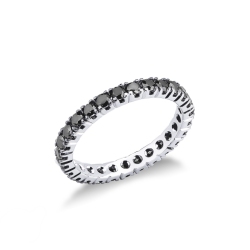 Bague éternité Diamants noirs or blanc 18 carats