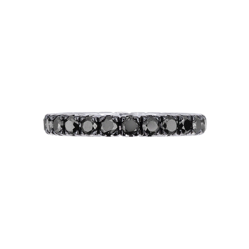 Bague eternity à griffes en or blanc 18 carats diamants noirs