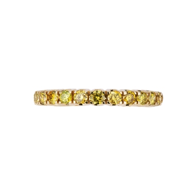 Bague Eternity en Or Jaune 18k avec Diamants Jaunes