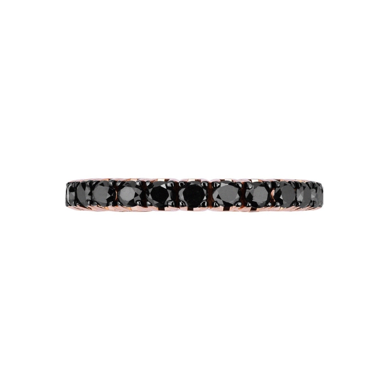 Bague Eternity en or rose 18 carats avec diamants noirs