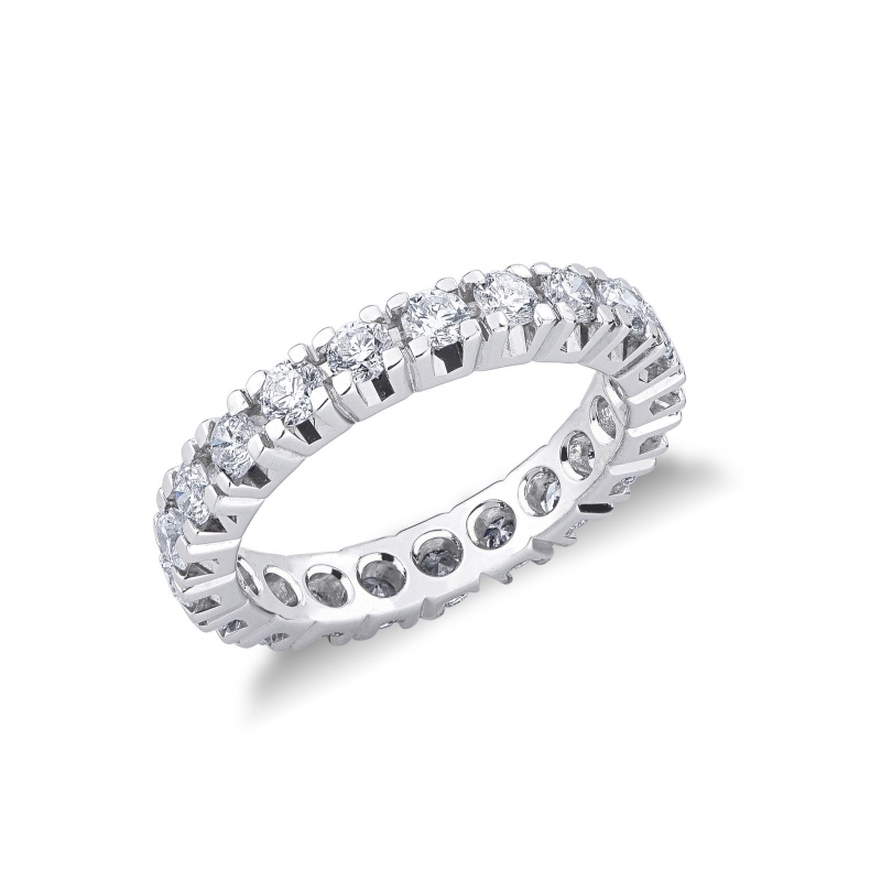 Alliance d'éternité diamants or blanc 18k 