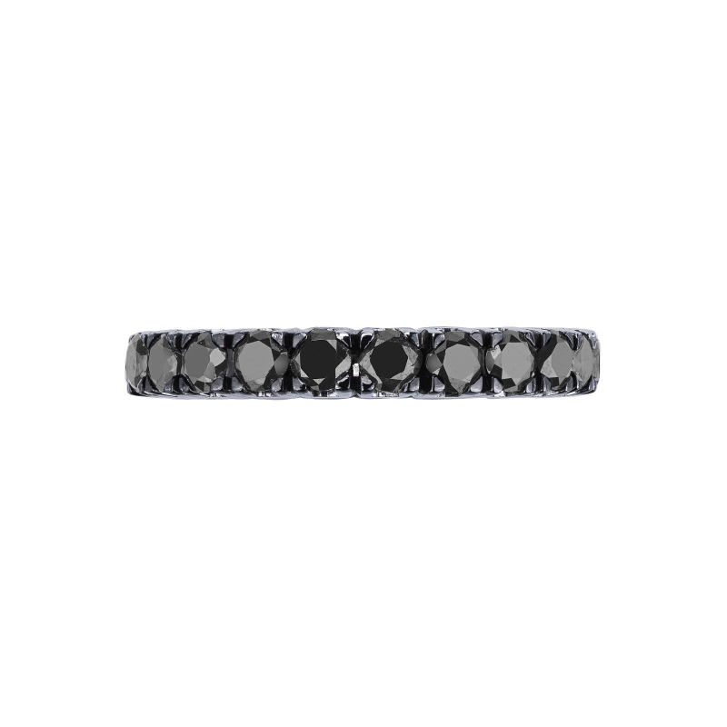 Bague Éternité en or blanc 750 avec diamants noirs