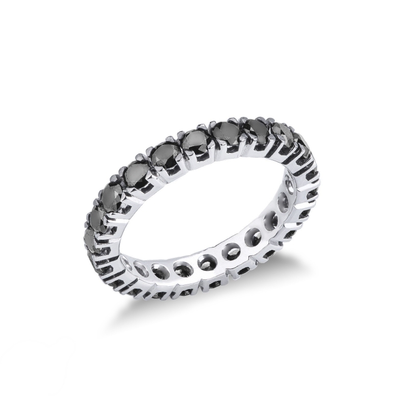 Bague Éternité en or blanc 750 avec diamants noirs